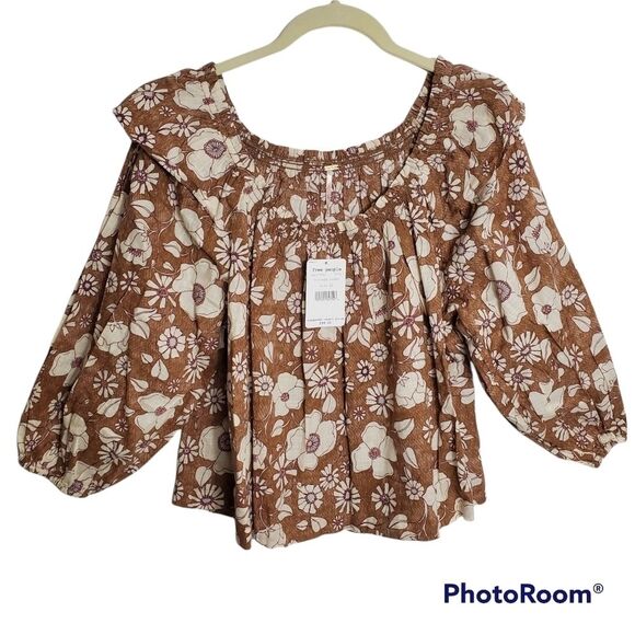 FREE PEOPLE Miss Daisy Cotton Printed Top Sz XSMALL - Picture 3 of 13